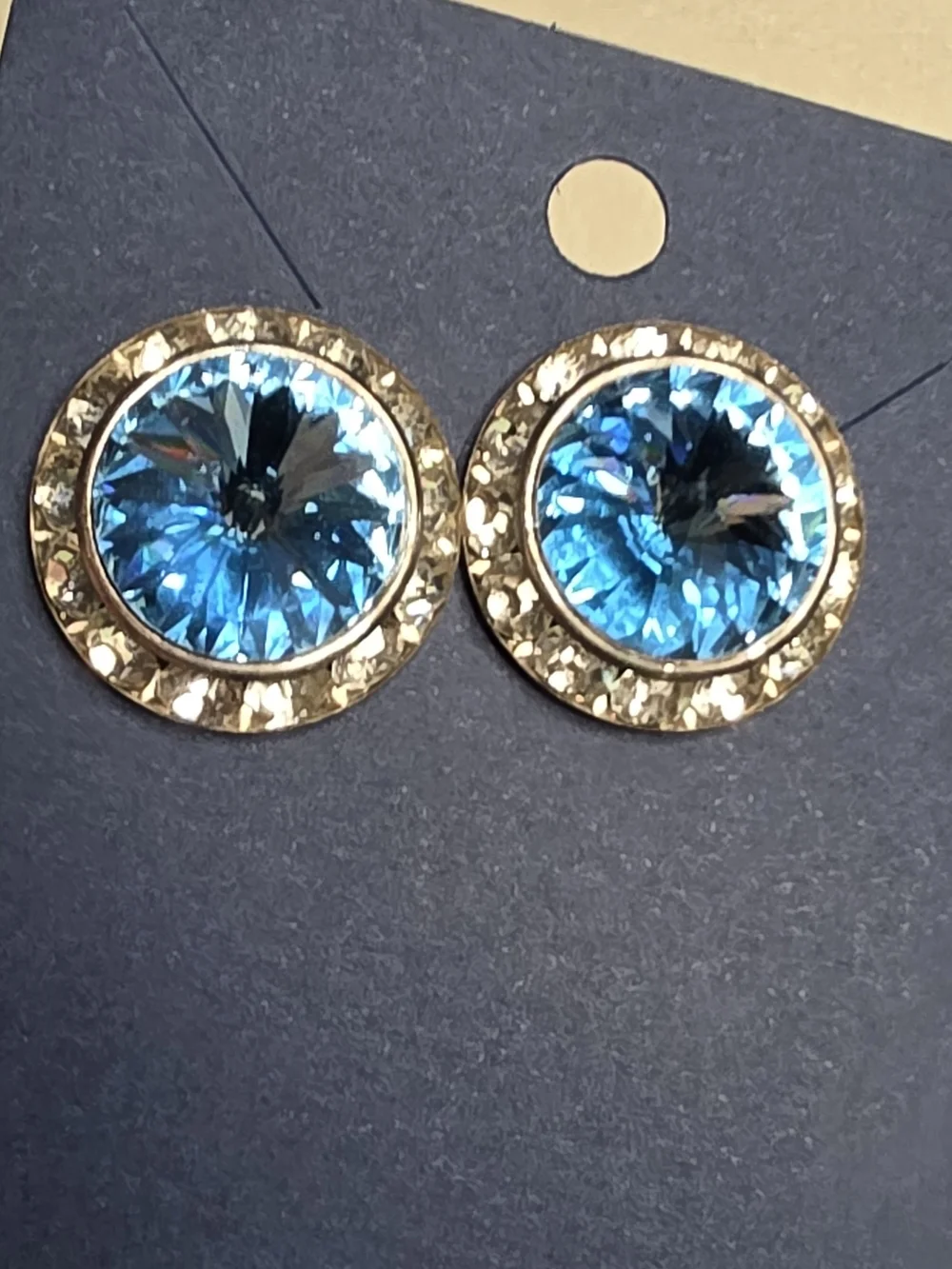 Blue Crystal Halo Stud Earrings - Women's Jewelry